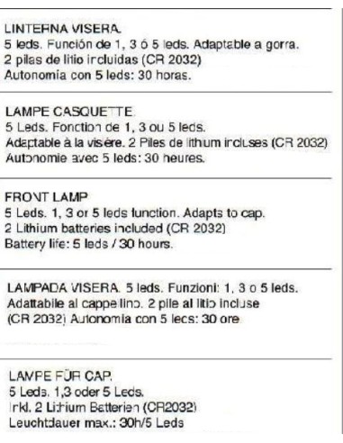 LINTERNA FRONTAL 5 leds VISERA
