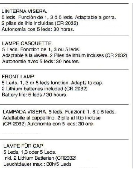 LINTERNA FRONTAL 5 leds VISERA