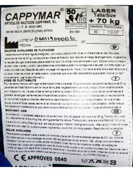 CHALECO SALVAVIDAS LASER