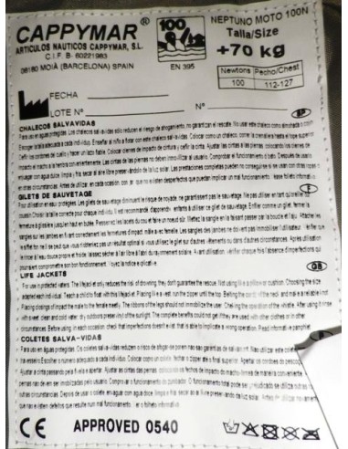 CHALECO SALVAVIDAS NEPTUNO MOTO