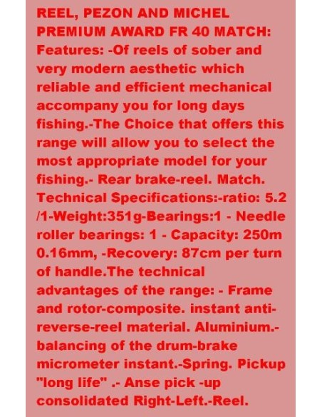 PREMIUM AWARD FR 40 MATCH