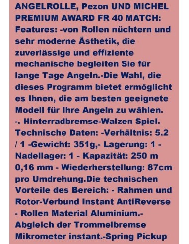 PREMIUM AWARD FR 40 MATCH