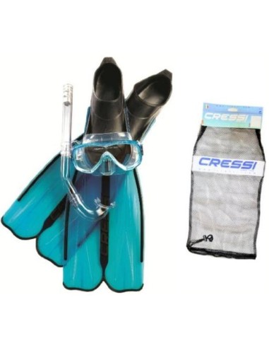 Kit CRESSI Snorkeling Fin Rondinella + Wave + máscara y tubo respirador Gringo