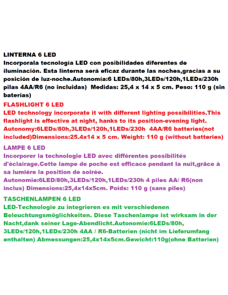 LINTERNA 6 LED