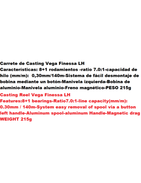 MOULINET CASTING VEGA FINESSA LH