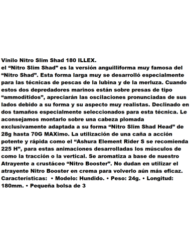 VINIL Illex NITRO SLIM SHAD 180 - BORSA DE 3
