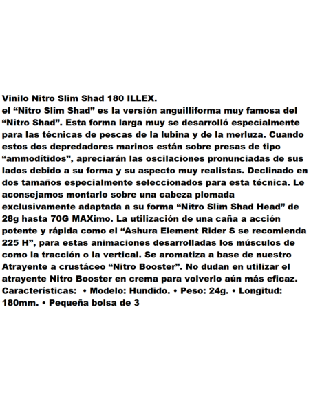 VINILO ILLEX NITRO SLIM SHAD 180 - BOLSA DE 3