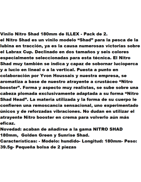 SOFT LURE ILLEX NITRO SHAD 180 PACK OF 2