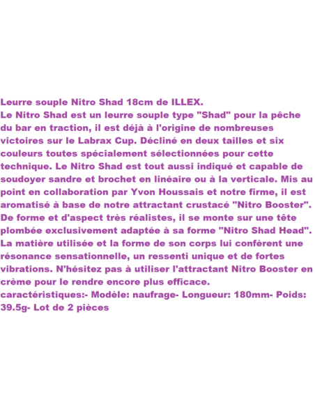 LEURRE SOUPLE ILLEX NITRO SHAD 180 PAR 2 