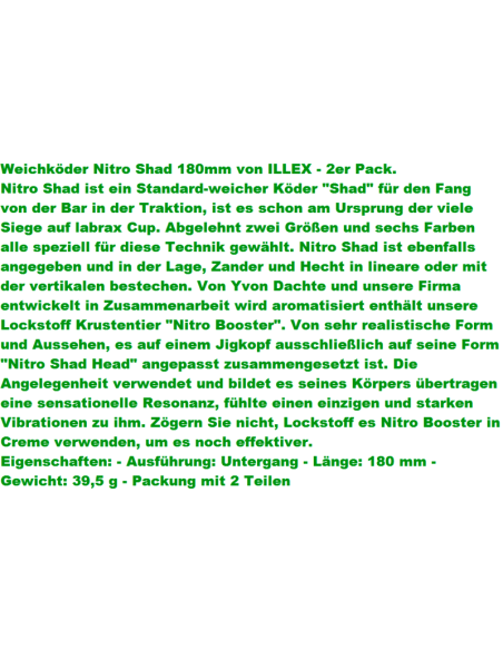 LEURRE SOUPLE ILLEX NITRO SHAD 180 PAR 2 