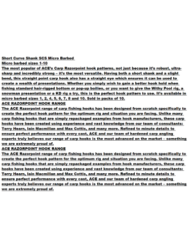 ANZUELO curvo Short shank SCS Micro muerte