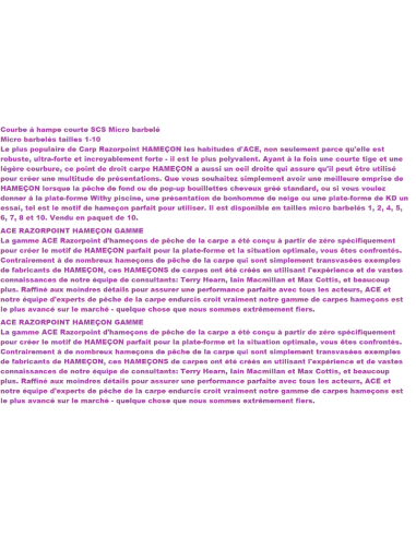 HAMEÇON Curve tige courte SCS Micro barbelé
