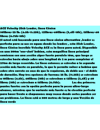 Slick Velocity leader Línea conica 