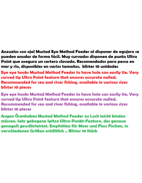 ANZUELOS MUSTAD EYED METHOD FEEDER