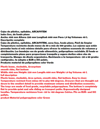 Boîtes en plastique, empilable,  ARCASYSTEM