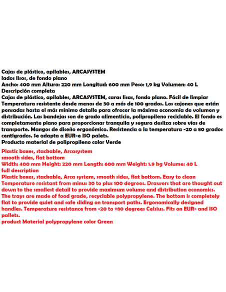 Caixa de plàstic apilable ARCASYSTEM