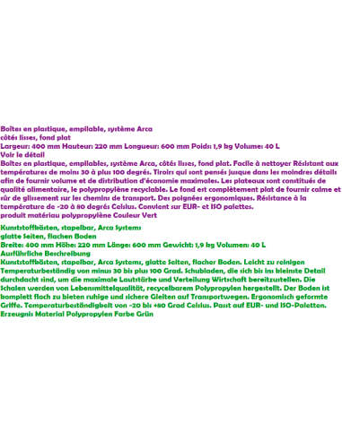 Boîtes en plastique, empilable,  ARCASYSTEM