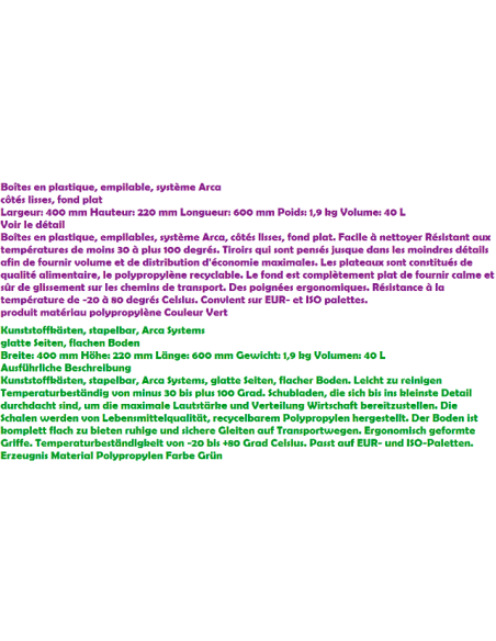 Kunststoffkästen, stapelbar, ArcaSystems