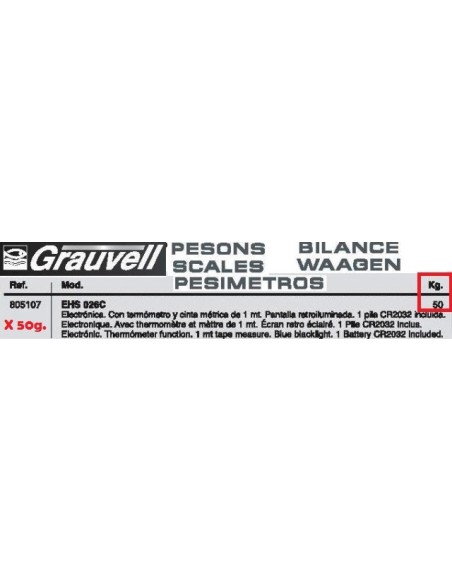 GRAUVELL balanzas electrónicas EHS 026C