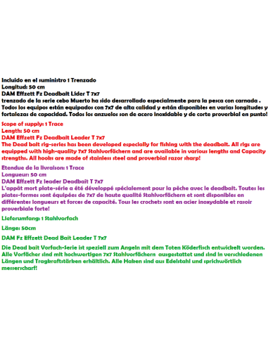 effzett-cebo muerto leader T 7x7, 50 cm