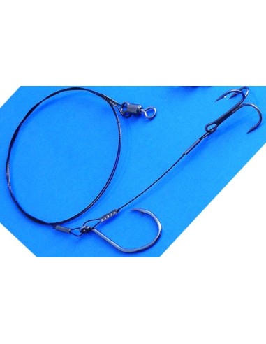 7X7 CABLE ACERO TRENZADO+ANZUELO+TRIPLE