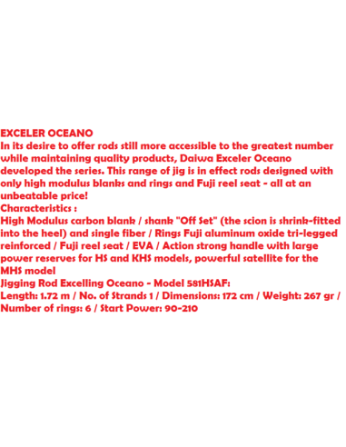 DAIWA EXCELER OCEANO JIG ROD 581 HS