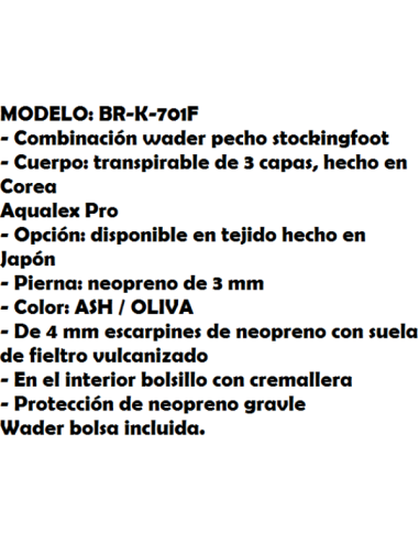 WADER respirabilité AQUAZ BR K-701 F
