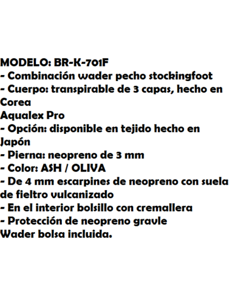Traspirante WADER AQUAZ BR K-701 F