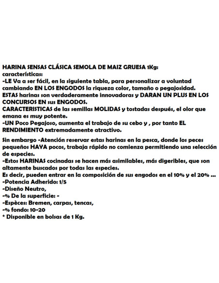 SENSAS SEMOLA DE MAIZ GRUESA