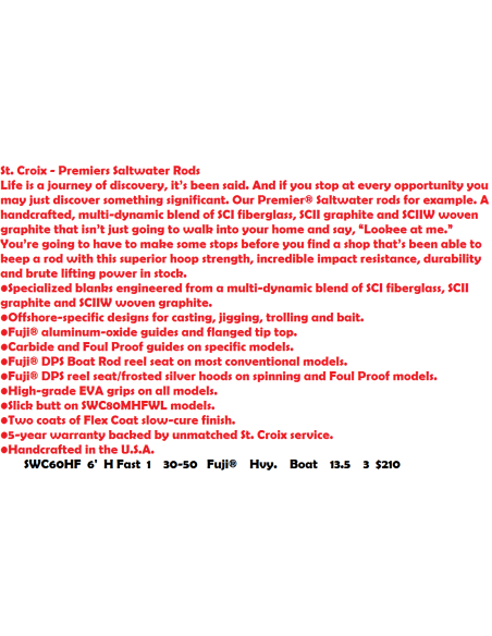 St. Croix-Premiers Saltwater trolling Rod 30-50 lb. 