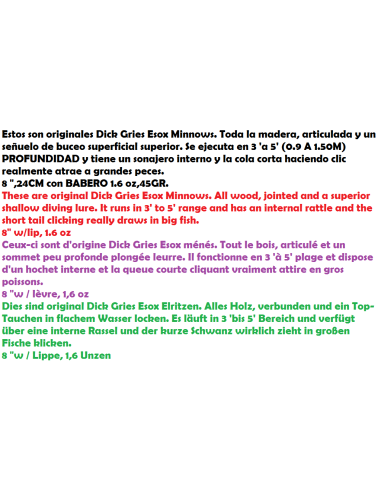 Smity Bait/Dick GriesTackle Shallow Esox Minnow