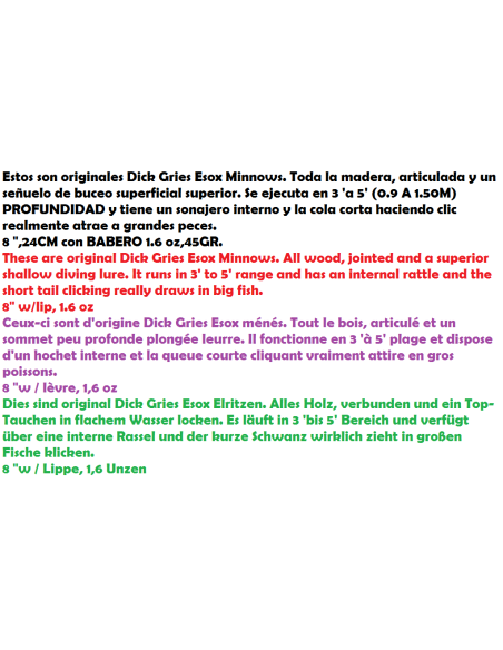 Smity Bait/Dick GriesTackle Shallow Esox Minnow