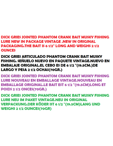 DICK GRIES ARTICULAT PHANTOM CRANK BAIT MUSKY FISHING LURE 