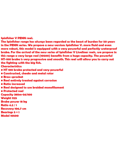 PENN REEL SPINFISHER V 10500