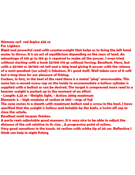 SHIMANO CANYA ASPIRE SURF 425 CX 