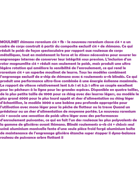 SHIMANO MOULINET RARERIUM FB   CI4+