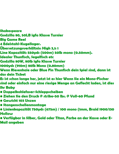 SHAKESPEARE MULINELLO TRAINA GODZILLA  80