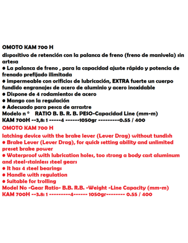 OMOTO CARRET CURRICAN KAM  700 H