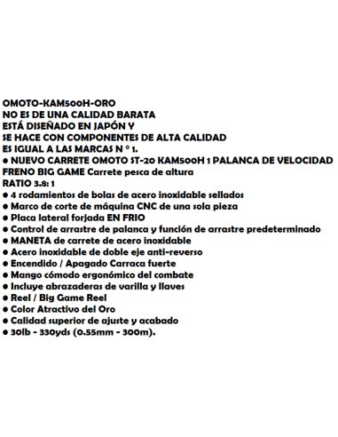 OMOTO CARRETE TROLLING KAM 500 H