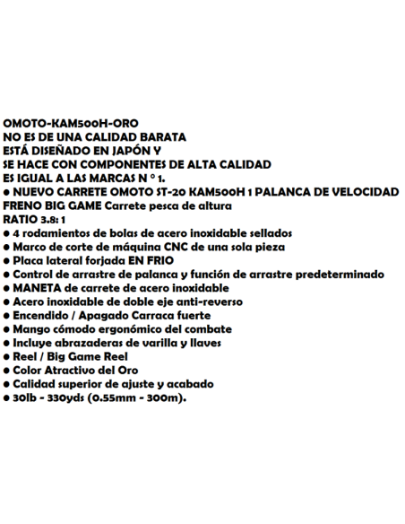 OMOTO CARRETE CURRICAN  KAM  500 H