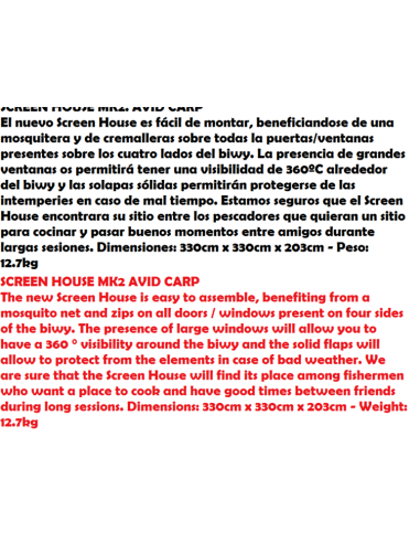 AVID CARP BIVVY SCREEN HOUSE RT